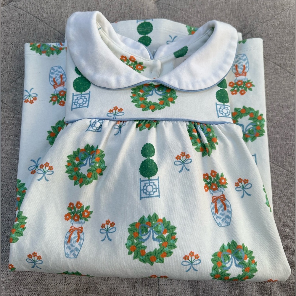 EUC THE BEAUFORT BONNET COMPANY TOPIARY CHRISTMAS DRESS ORANGE WREATHS SIZE 8 - Picture 4 of 5